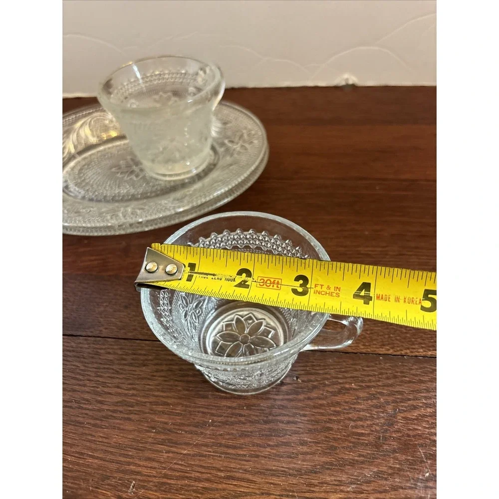 Tiara Indiana Glass Co. Clear Sandwich‎ Plates & Cups 30's Depression Era 2 Each